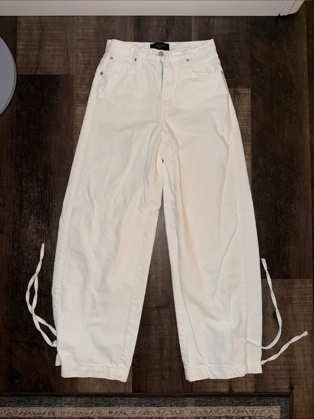 Habitual White Wide-Leg Jeans with Ankle Ties
